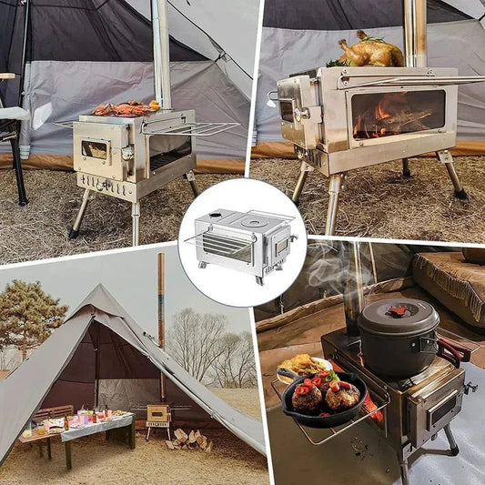 DSARD Portable Stainless Steel Fire Wood Stove for Camping, Cooking, and Heating - DSARD
