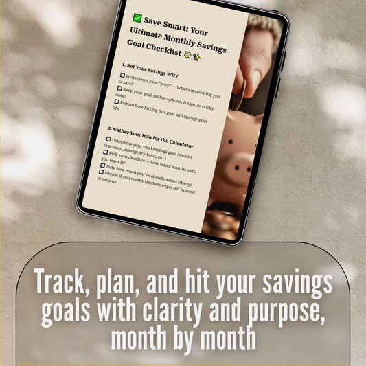 Save Smart: Your Ultimate Monthly Savings Goal Checklist | Digital Budget Planner | How Much to Save a Month Calculator Printable