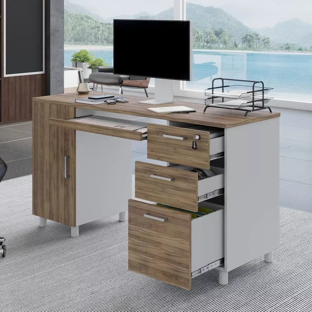 Office Desk with 3 Drawers & CPU Storage Cabinet - DSARD