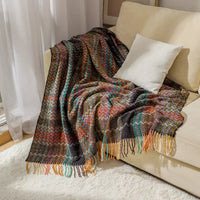Ethnic Woven Sofa Throw Blanket with Tassel Design