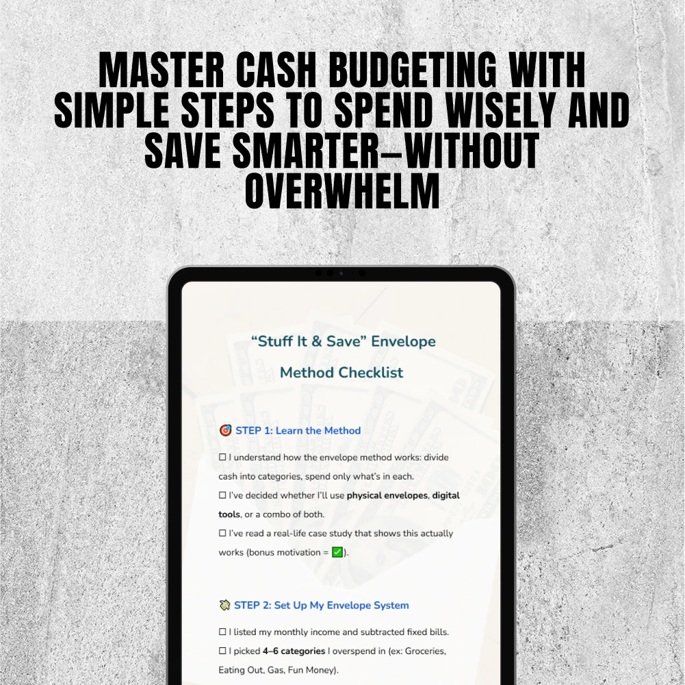 “Stuff It & Save” Envelope Method Checklist | Budgeting Checklist PDF | Cash Envelopes Savings System | Digital Download