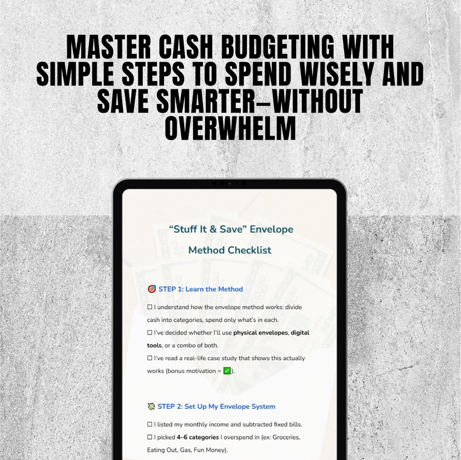 “Stuff It & Save” Envelope Method Checklist | Budgeting Checklist PDF | Cash Envelopes Savings System | Digital Download