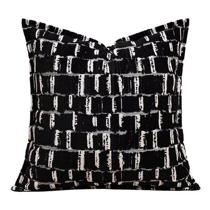 Black and White Plaid Plush Cushion Cover 18x18in Decorative Pillow Case