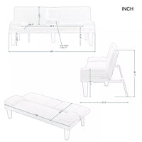 Velvet Futon Sleeper Sofa Bed with Cup Holders and Adjustable Backrest - DSARD