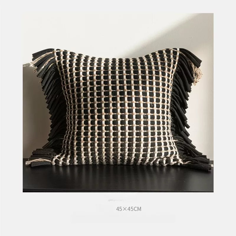 Brown Woven Throw Pillow Cover 12×20 / 20×20 Inch – Modern Luxe Décor