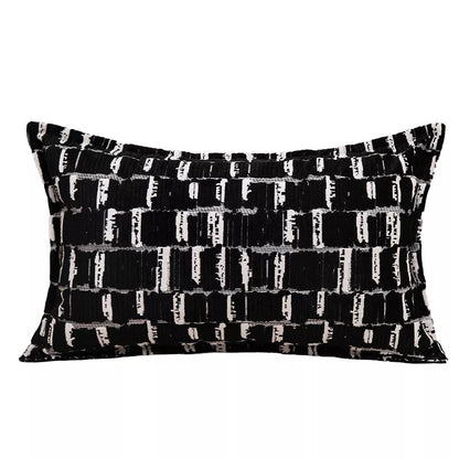 Black and White Plaid Plush Cushion Cover 18x18in Decorative Pillow Case