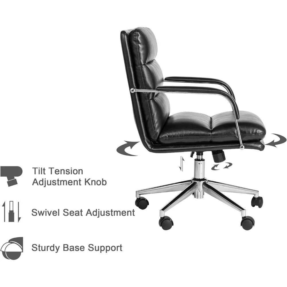 Modern Ergonomic Leather Office Chair with Reclining Backrest & Footrest - DSARD