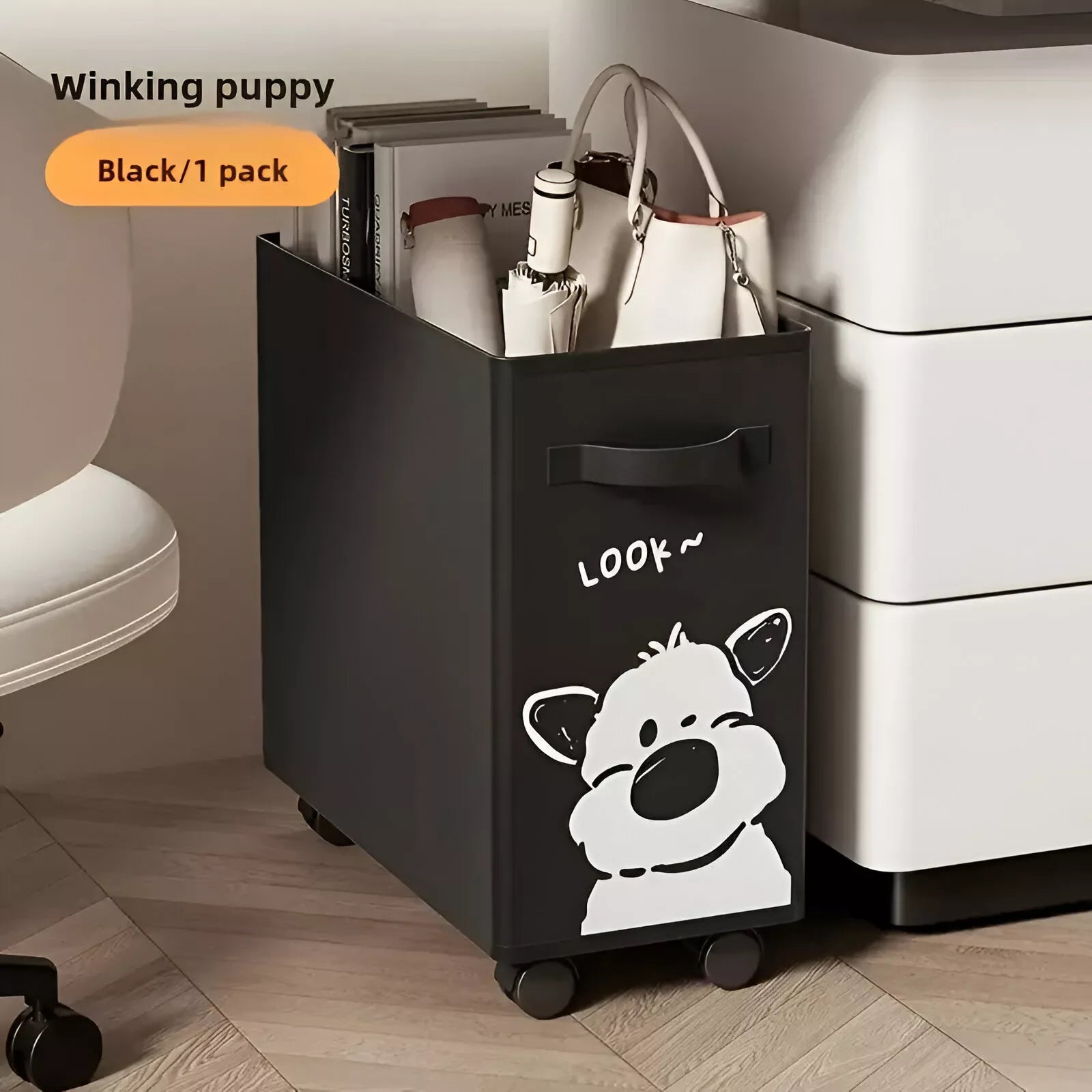 Under Desk Rolling Stationery Organizer – Cute Office Storage Cart with Wheels