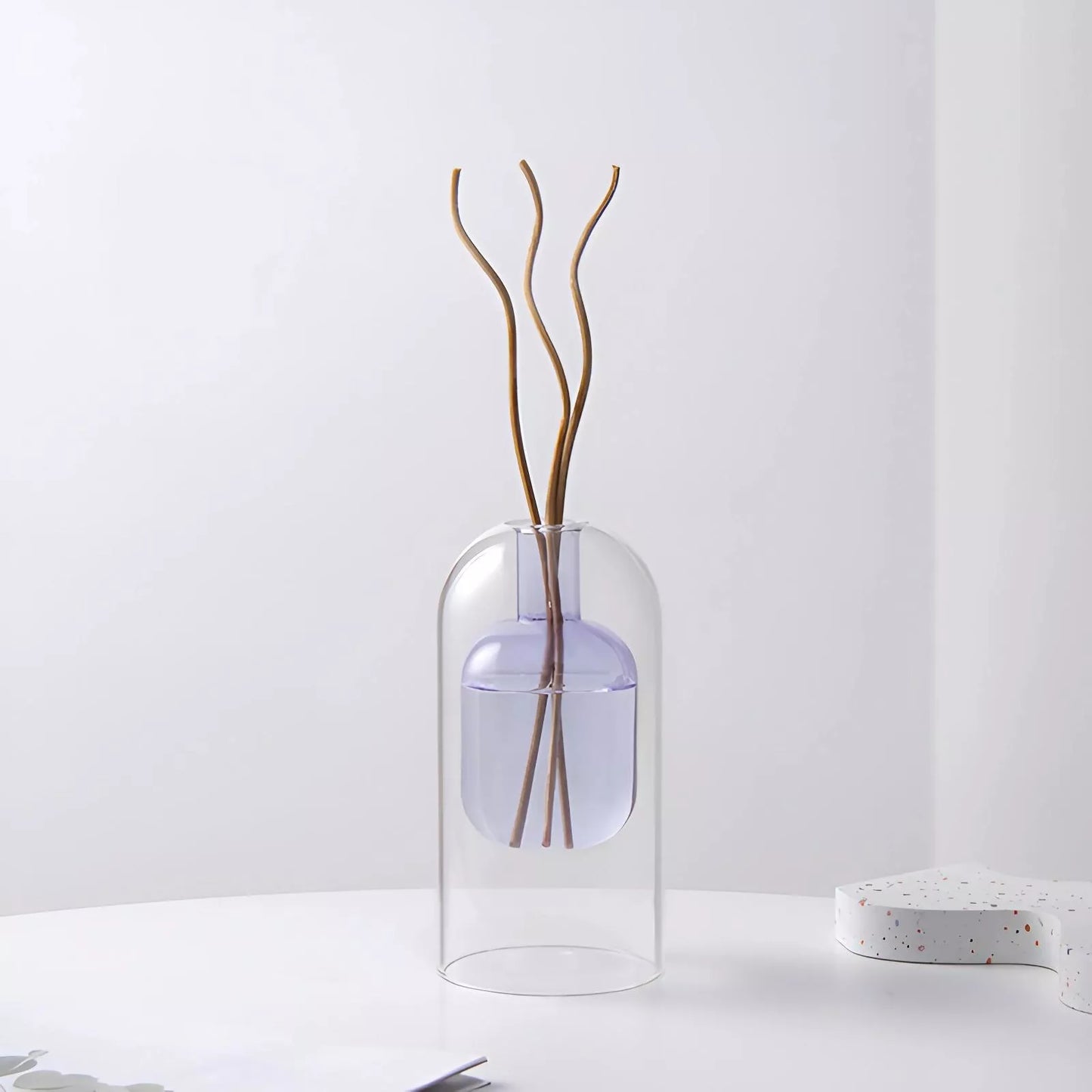 Elegant Double Glass Hydroponic Vase – Minimalist Tabletop Décor