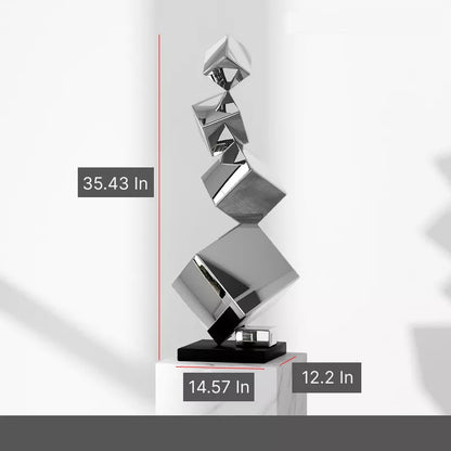 Modern Geometric Stainless Steel Sculpture
