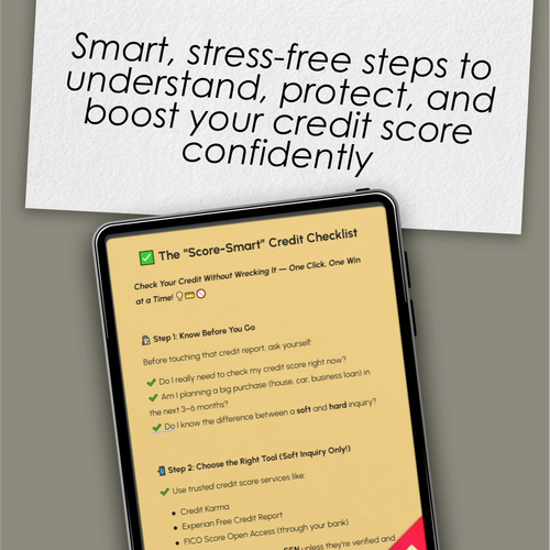 The “Score-Smart” Credit Checklist | Digital Download Guide for How to Check Credit Score Without Affecting It | Credit Health, Soft Inquiries & Credit Tips