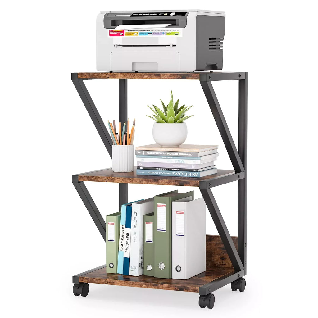3-Tier Rolling Printer Cart with Storage Shelves and Wheels - DSARD