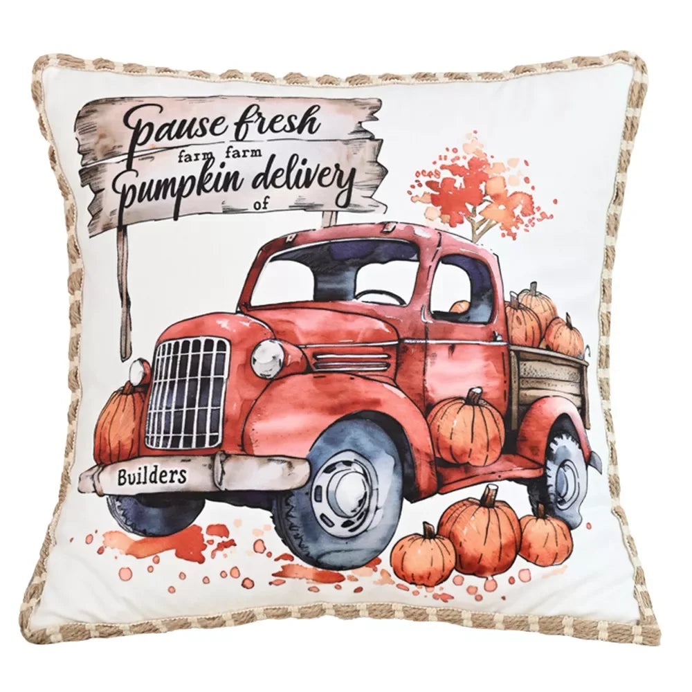 Autumn Pumpkin Lace Cushion Cover 18x18in – Thanksgiving Decor - DSARD