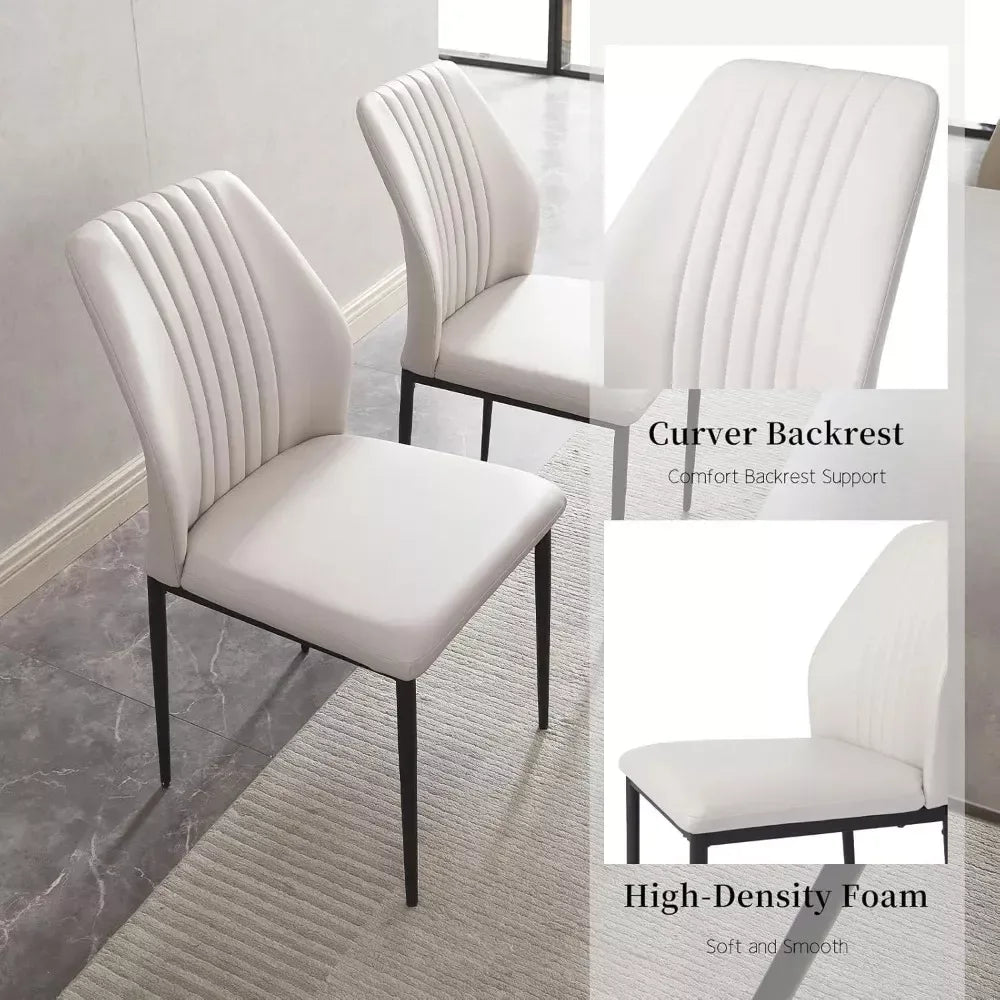 5-Piece Modern Dining Table Set with Leather Chairs - DSARD - DSARD
