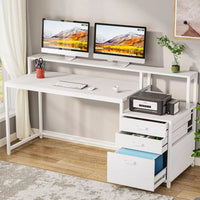 63-Inch Ergonomic Computer Desk with File Drawer and Monitor Stand - DSARD - DSARD