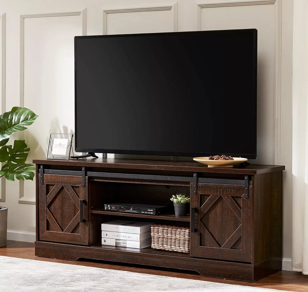 Farmhouse TV Stand with Sliding Barn Door for TVs Up to 65 Inches - DSARD - DSARD