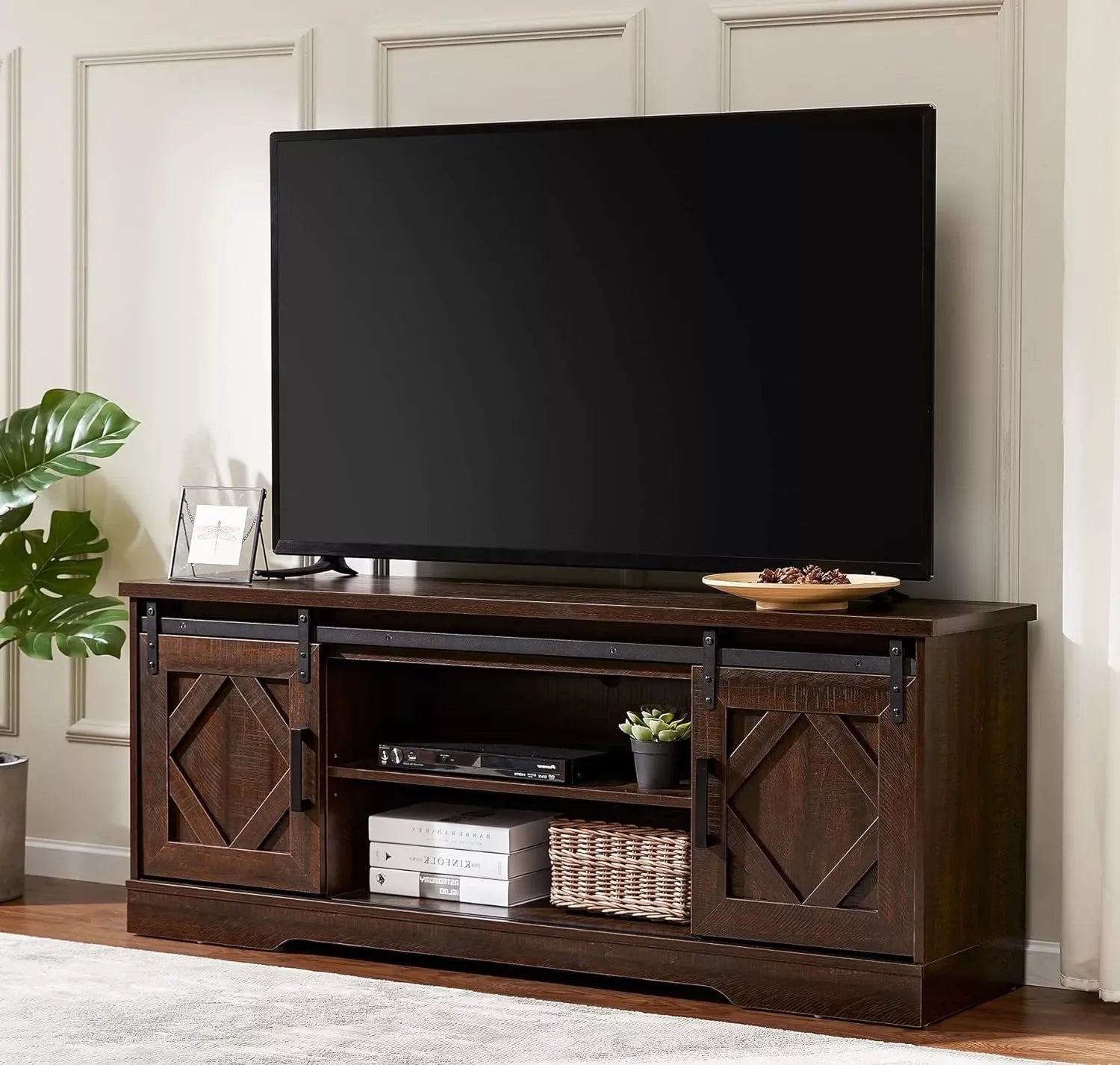 Farmhouse TV Stand with Sliding Barn Door for TVs Up to 65 Inches - DSARD - DSARD