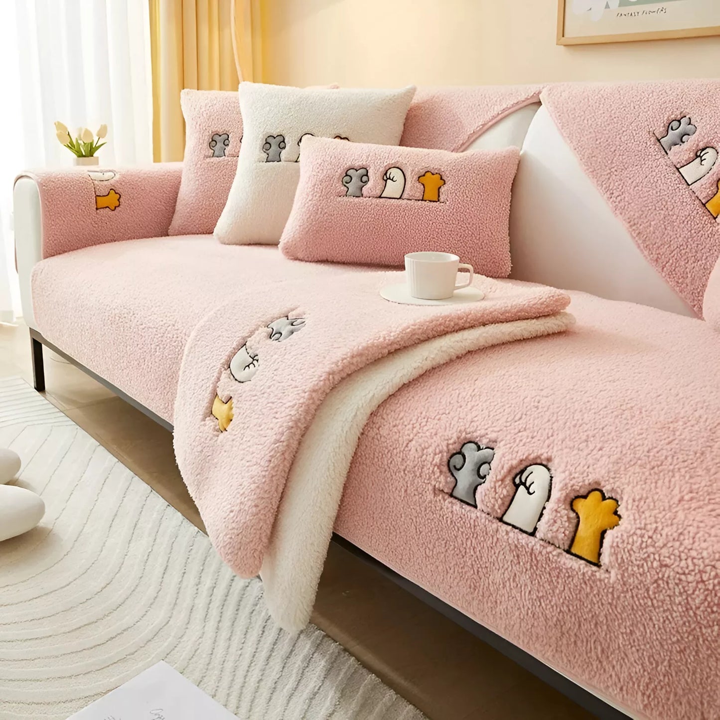 Thick Plush Non-Slip Winter Sofa Cover – Warm & Soft Couch Protector