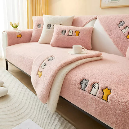 Thick Plush Non-Slip Winter Sofa Cover – Warm & Soft Couch Protector
