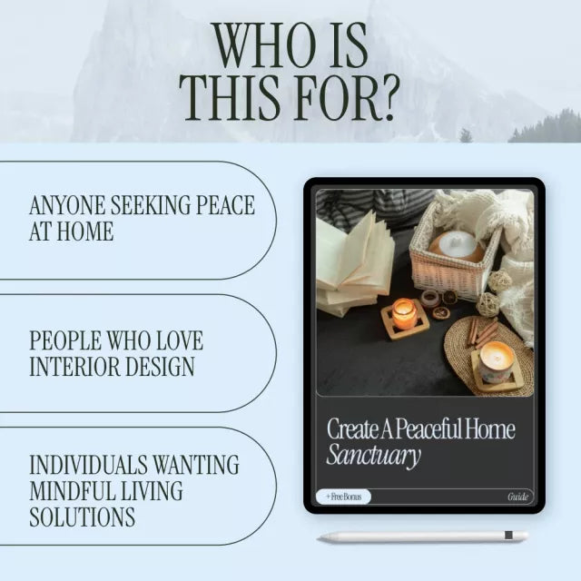 Create a Peaceful Home Sanctuary — Printable Home Calm Guide, Digital Decluttering Workbook, Stress Relief eBook, Mindful Living Checklist for a Cozy, Peaceful Home