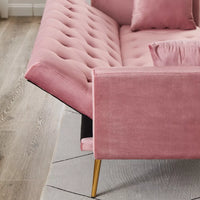 Velvet Futon Sofa Bed with 3 Adjustable Backrest Angles & Pillows - DSARD