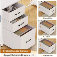 L Shaped Computer Desk with LED, 3 Drawers, Bookshelf & Storage Shelves - DSARD