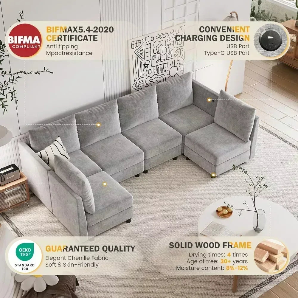 103″ Modular Convertible Sectional Sleeper Sofa with Storage - DSARD - DSARD