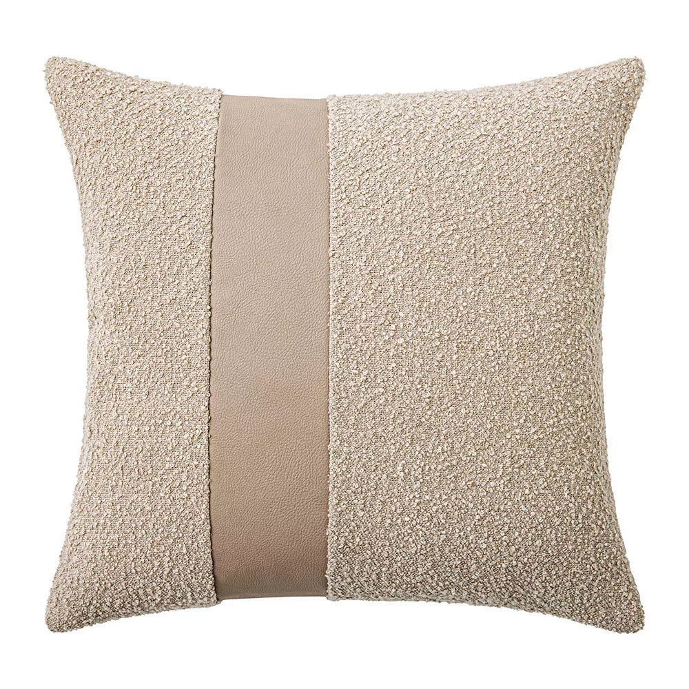 Faux Leather and Boucle Decorative Pillow Cover – Modern Textured Accent