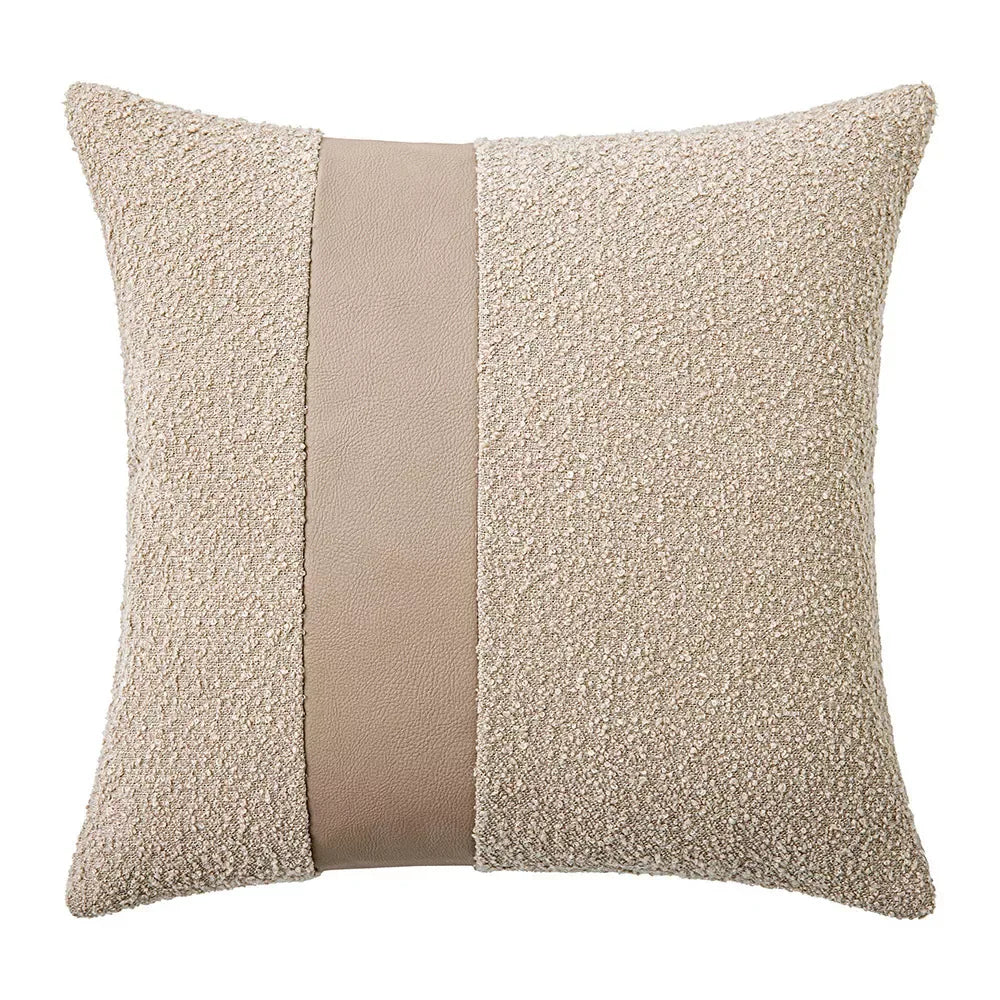 Faux Leather and Boucle Decorative Pillow Cover – Modern Textured Accent - DSARD