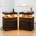 Set of 2 LED Premium Nightstands with Wireless Charging and RGB Lighting