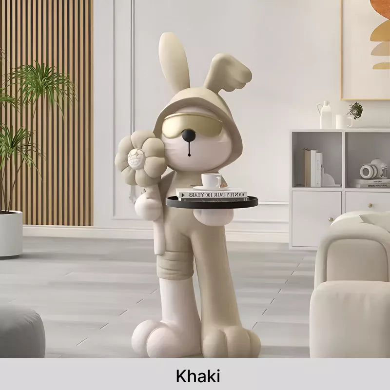 Nordic Rabbit Statue Table with Tray