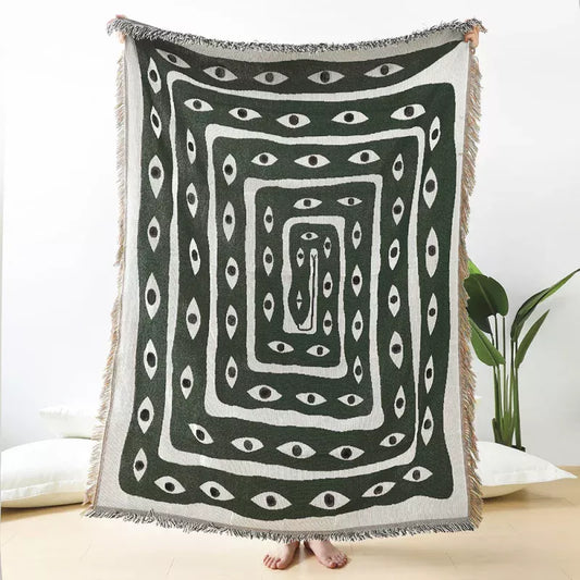 Eye Snake Throw Blanket – 100% Cotton Home Décor & Outdoor Mat
