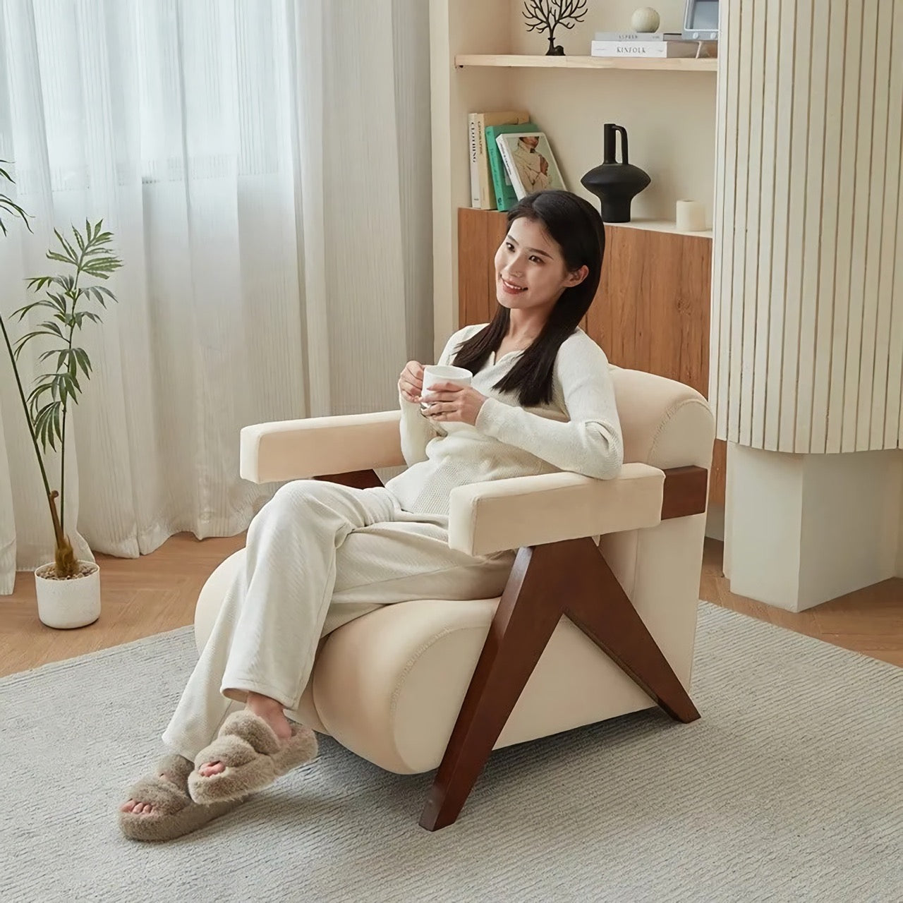 Wabi-sabi Style Sherpa Designer Sofa Chair - DSARD