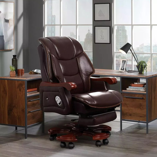 Luxury Leather Executive Office Chair with Massage and Footrest - DSARD