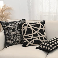 Lux Tufted Velvet Throw Pillow Cover – Black Jacquard 18×18 / 12×12 Inch