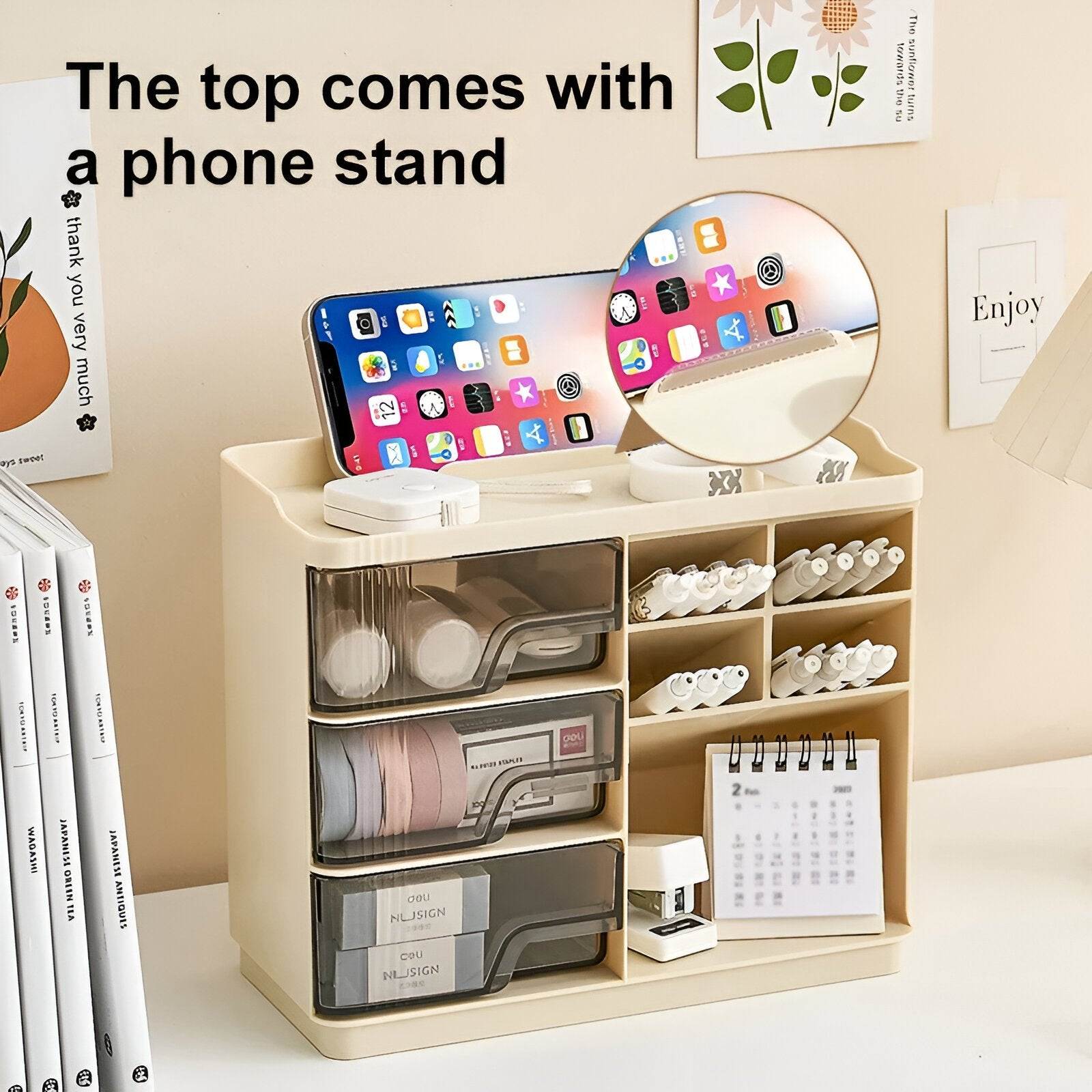 Multi-Layer Desktop Storage Organizer - Large Capacity Drawer Box for Office & Vanity