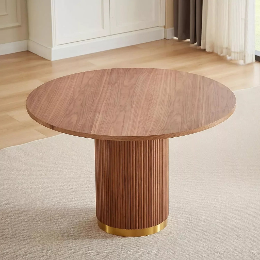 46″ Round Modern Farmhouse Dining Table for 4-6 with Ripple Base - DSARD - DSARD