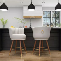 Leather Swivel Counter Height Bar Stools with Back and Footrest, Set of 4 - DSARD