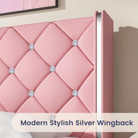 Queen Size Upholstered Bed Frame with Diamond Headboard - DSARD