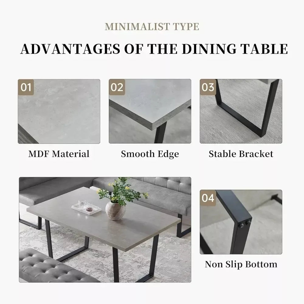 5-Piece Modern Dining Table Set with Leather Chairs - DSARD - DSARD