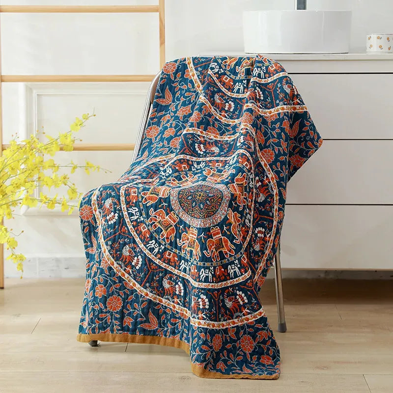 Bohemian Floral Cotton Beach Bath Towel