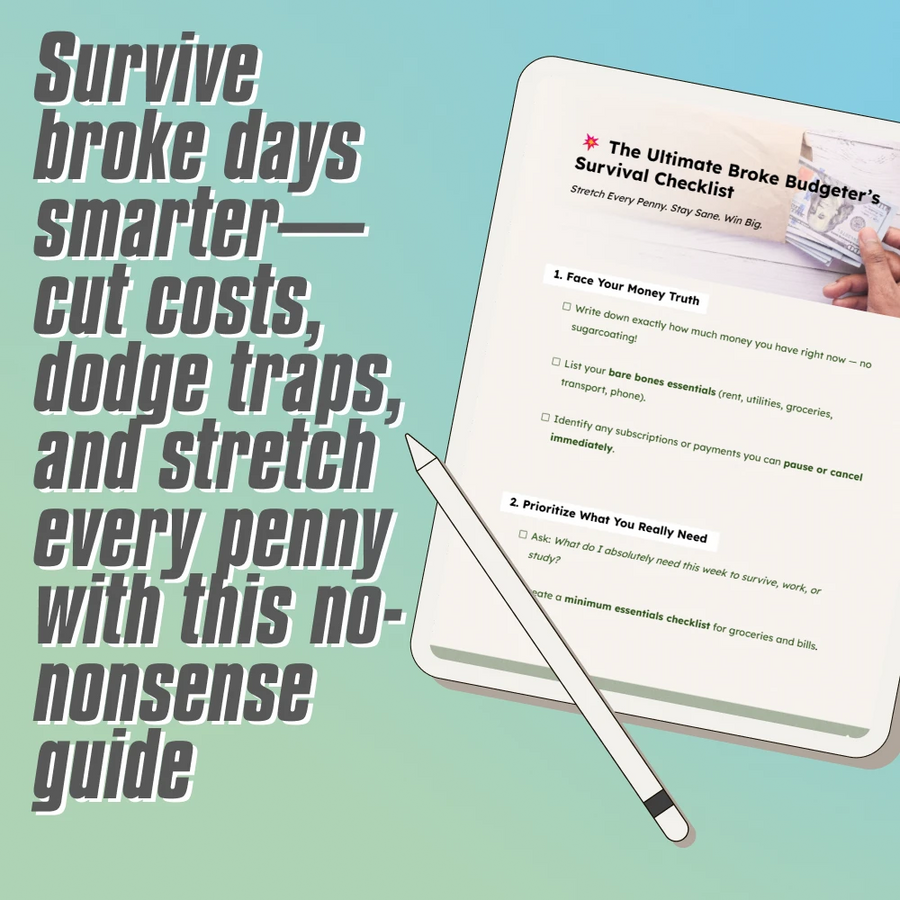 The Ultimate Broke Budgeter’s Survival Checklist – Digital Download – Money-Saving Guide – How Much to Budget for Eating Out