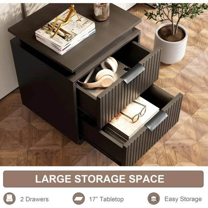 Modern Black LED Premium Nightstands with Drawers