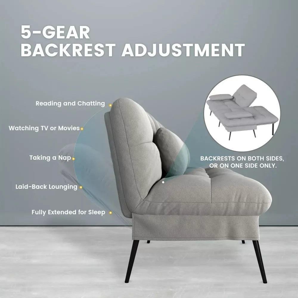 Convertible Futon Sofa Bed with 5-Position Backrest - DSARD - DSARD