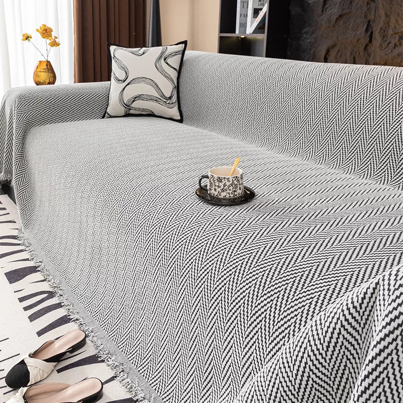 Striped Chenille Sofa Blanket – All-Season Soft & Breathable Throw