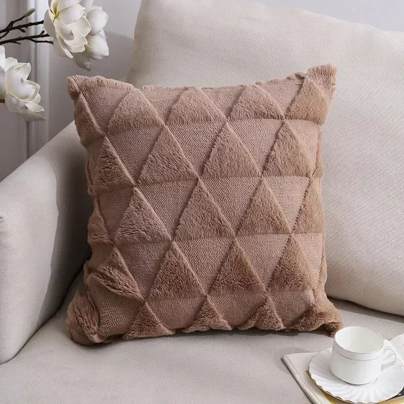 2-Piece Solid Color Plush Pillowcase Set with 3D Wave Pattern – 45x45cm