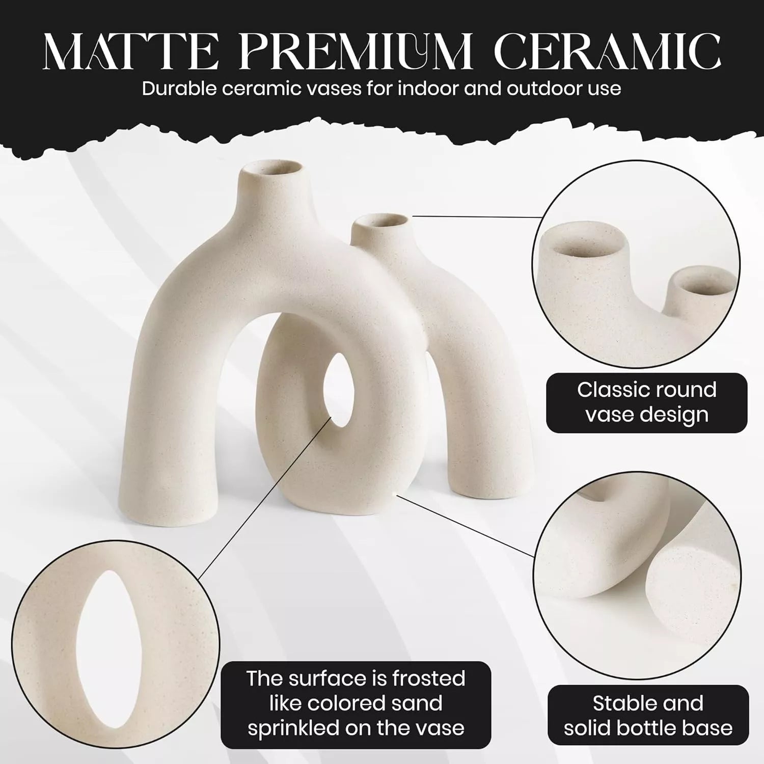 Modern Matte Ceramic Conjoined Vase