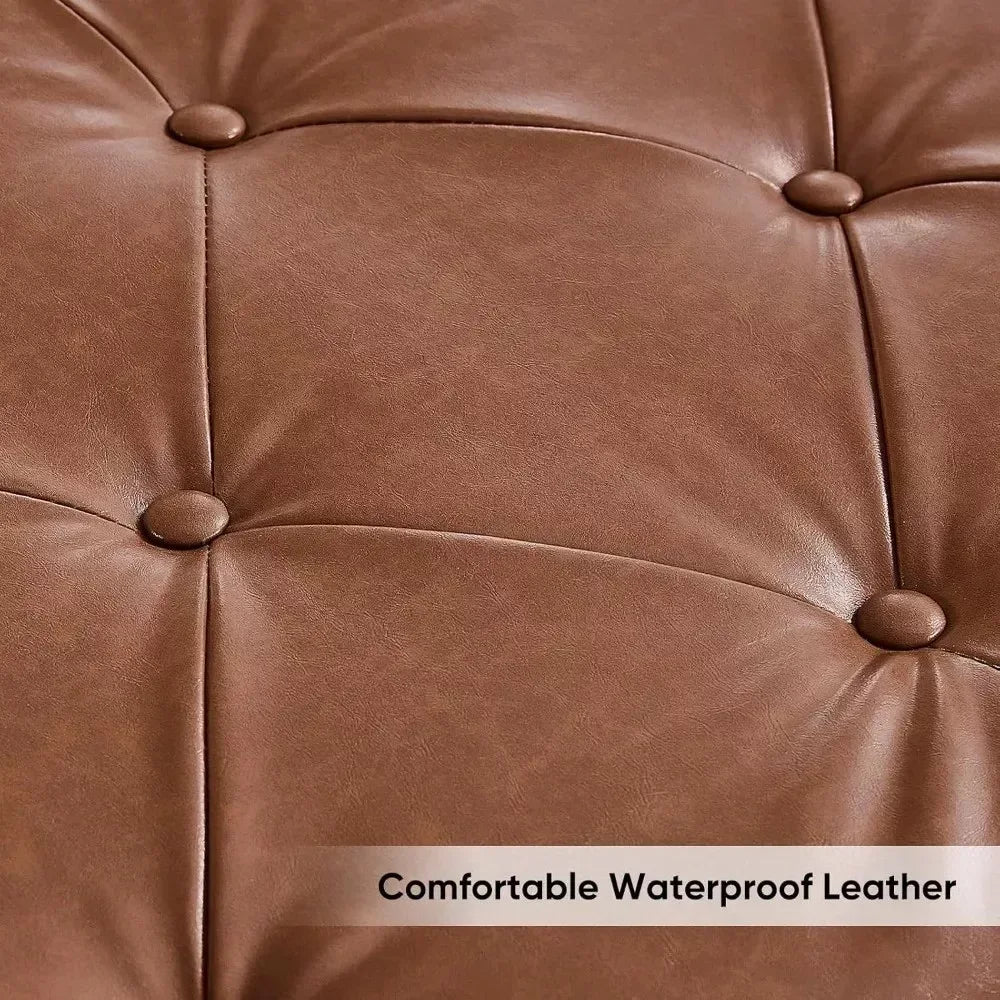 65″ Leather Storage Ottoman Bench with Tufted Upholstery & Gold Legs - DSARD - DSARD