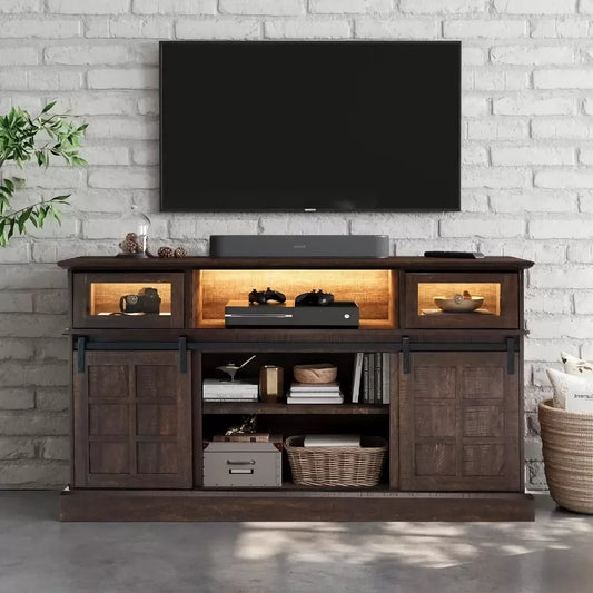 Fireplace TV Stand with RGB Lighting and Electric Fireplace Insert - DSARD