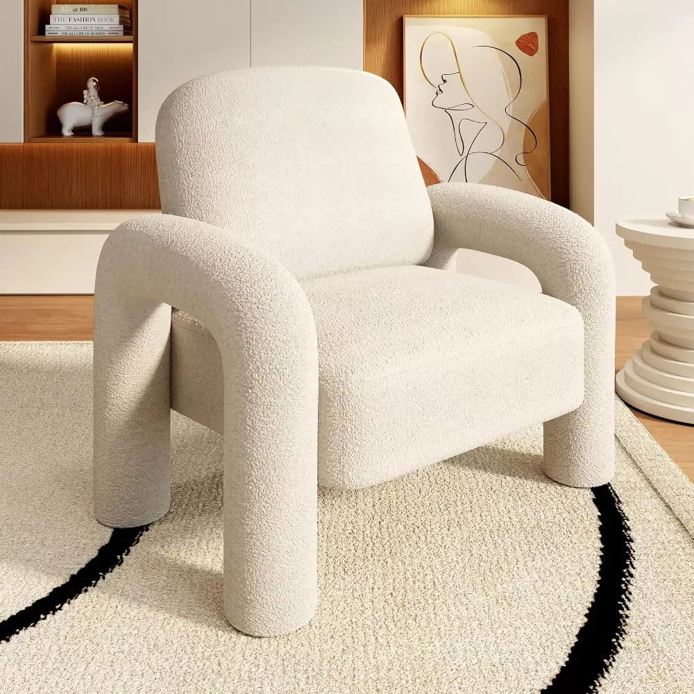 Modern Accent Armchair with Elephant Trunk Armrests and Sherpa Upholstery - DSARD
